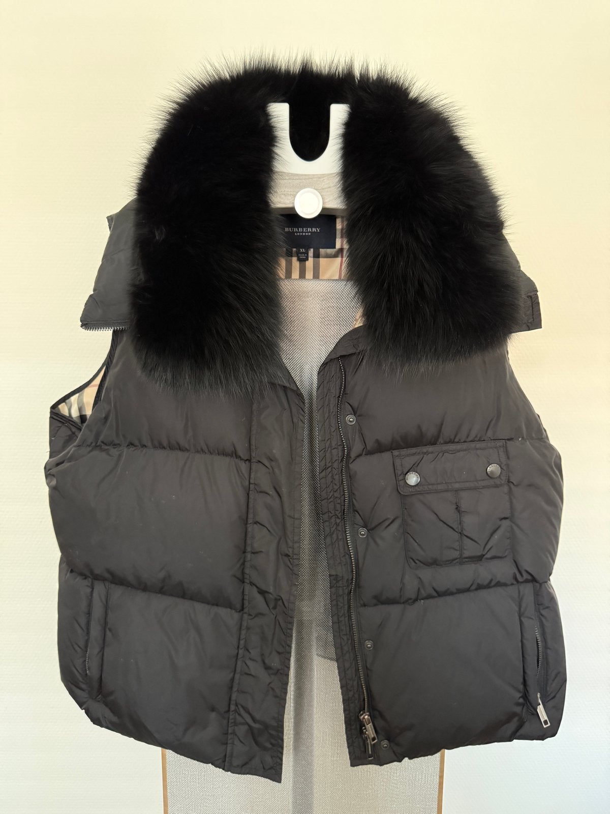Burberry Bodywarmer met Bontkraag - Maat XL, Ophalen of Verzenden, Zo goed als nieuw, Maat 46/48 (XL) of groter, Zwart