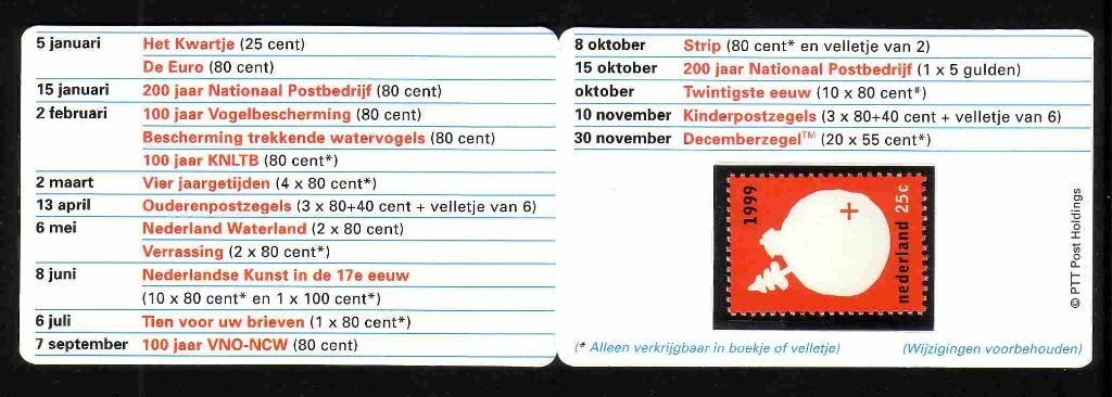 Nederland 1999 1808 Collect Card 3 Kwartje, Postfris, Ophalen of Verzenden, Na 1940, Postfris