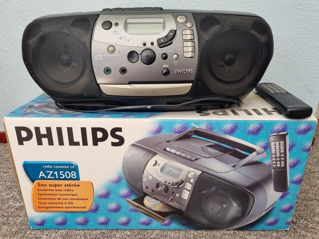 Philips AZ1508 Radio Cassette CD Speler met afstandsbedienin, Audio, Tv en Foto, Radio's, Ophalen of Verzenden, Gebruikt, Radio