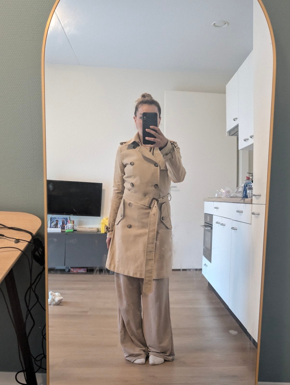 Ralph Lauren Trenchcoat Beige Maat S, Beige, Ophalen of Verzenden, Zo goed als nieuw, Ralph Lauren