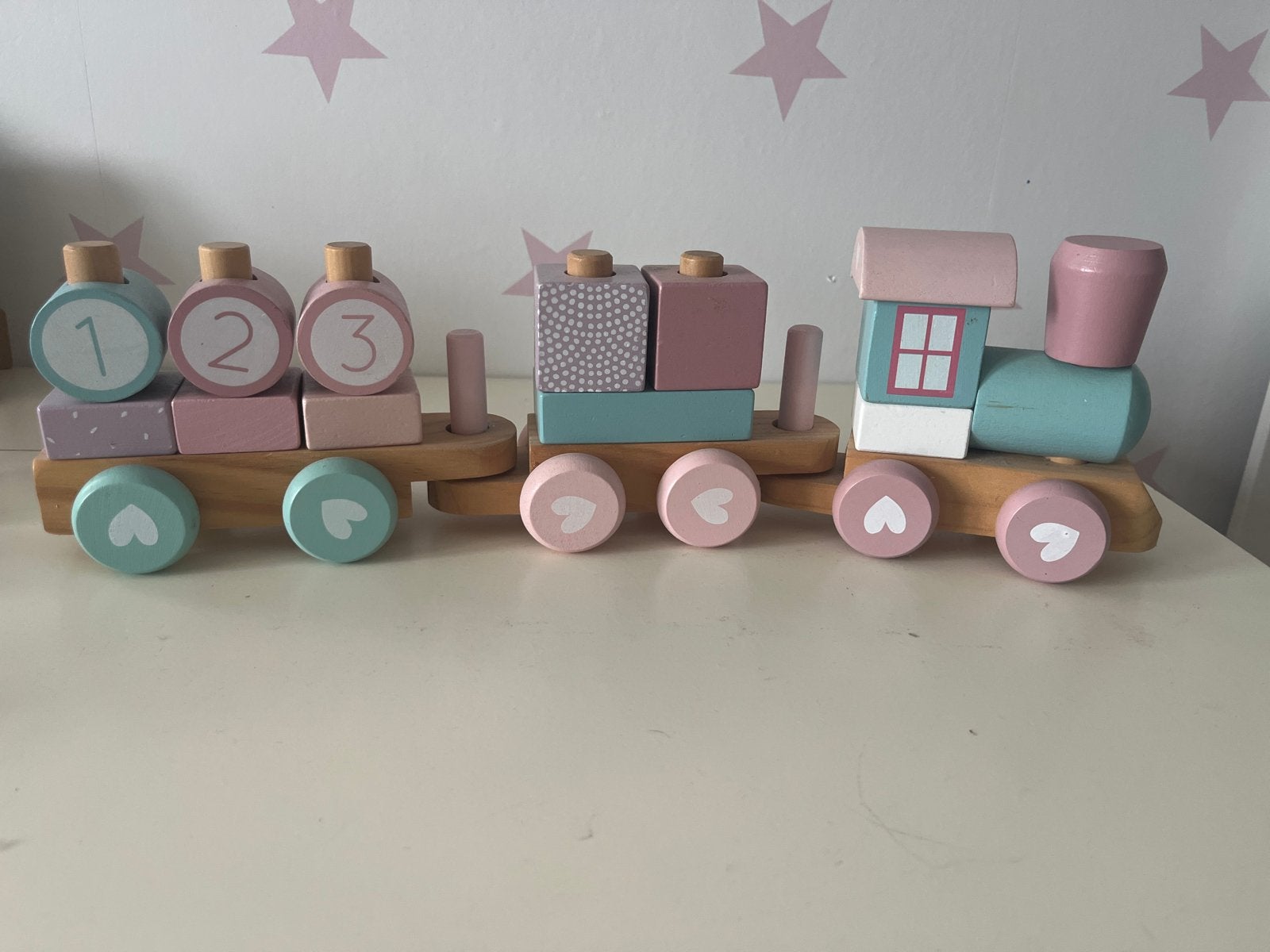 Little Dutch Houten Trein Roze/Mint, Ophalen, Zo goed als nieuw, Duw- of Trekspeelgoed