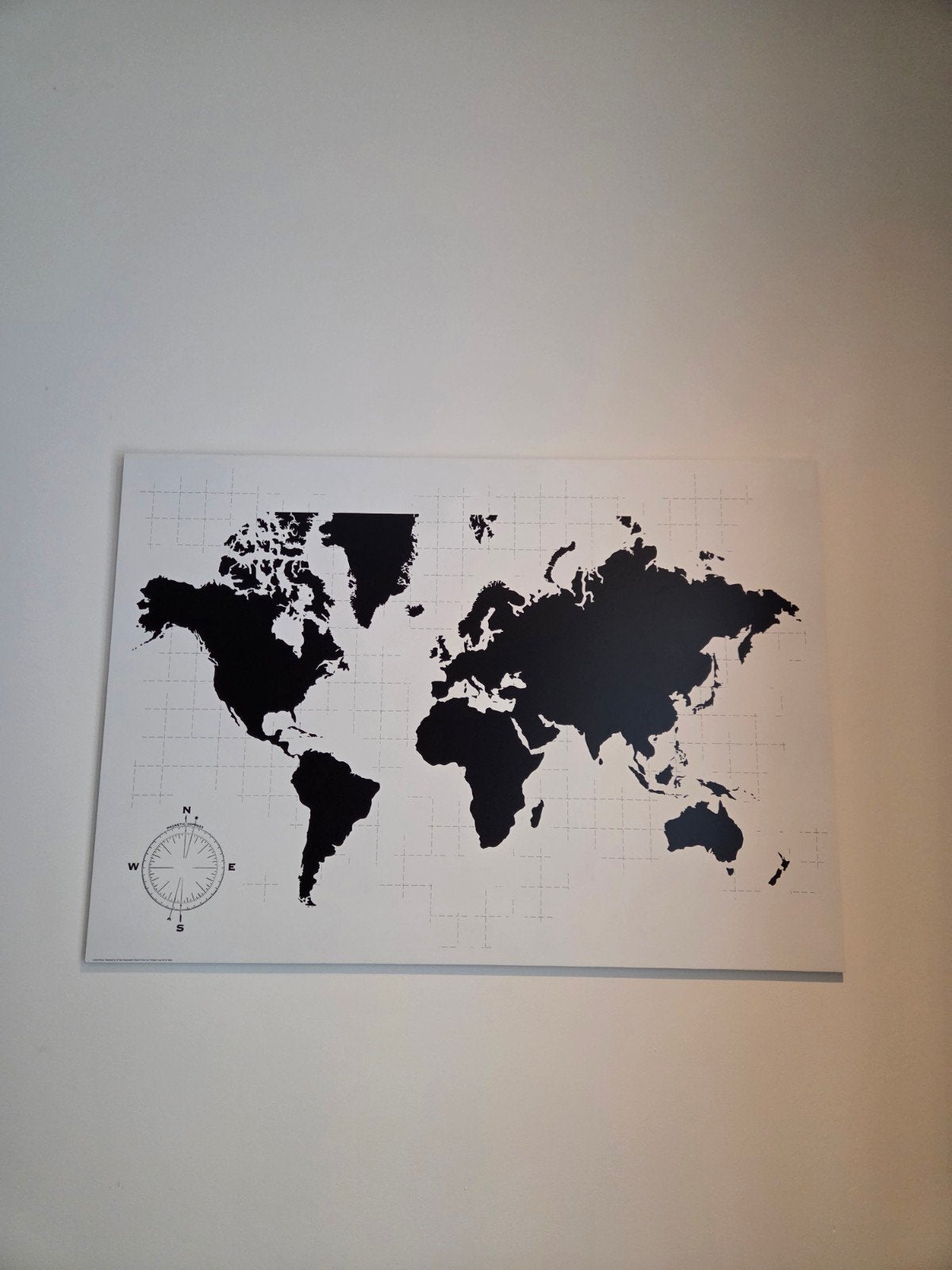 Wanddecoratie Wereldkaart Zwart-Wit, Gebruikt, Ophalen of Verzenden, Wandbord of Wandpaneel, Met ophangsysteem