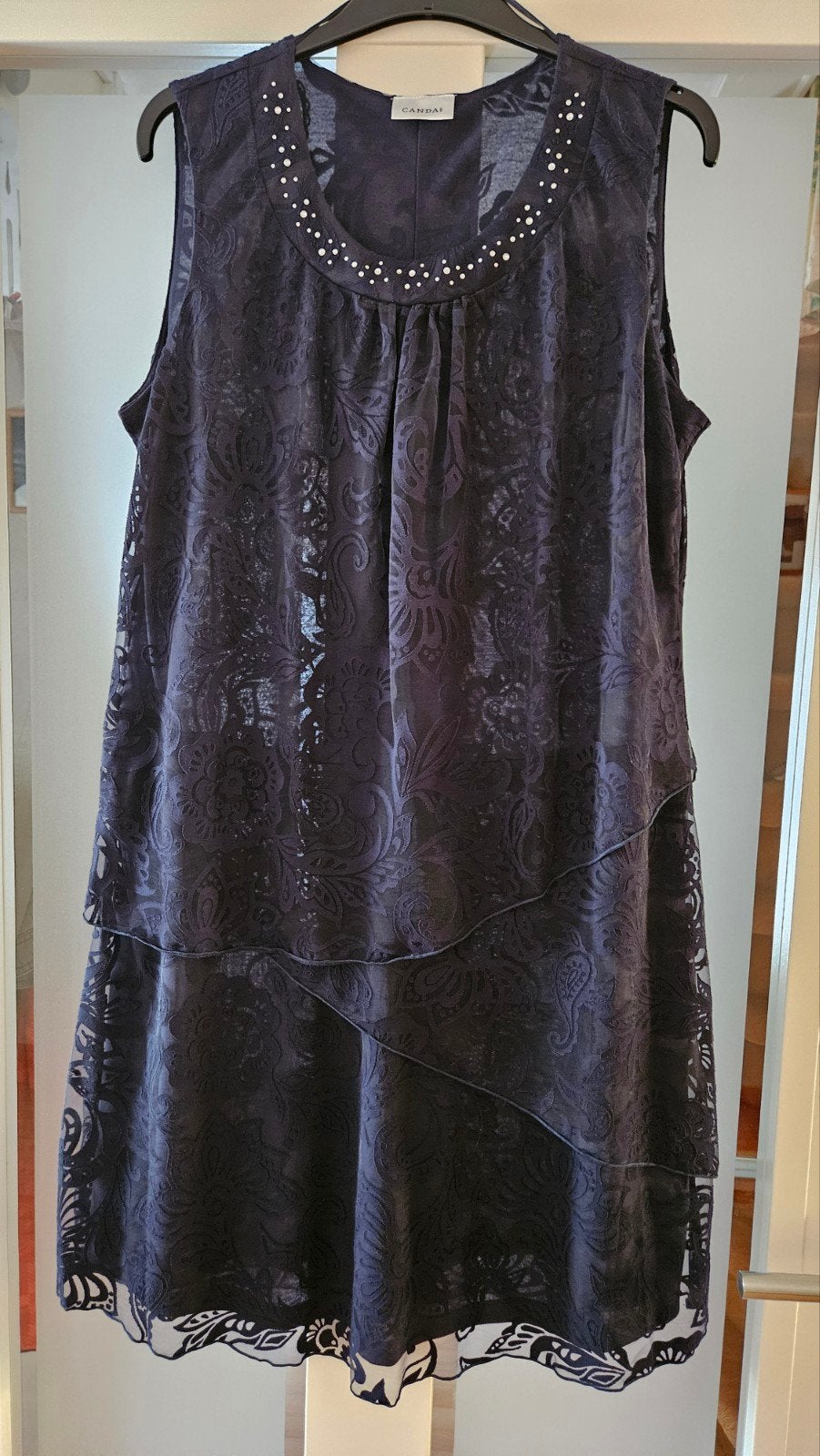 Canda jurk met strass en paisley patroon, maat 42, Kleding | Dames, Blauw, Maat 42/44 (L), Ophalen of Verzenden, Zo goed als nieuw