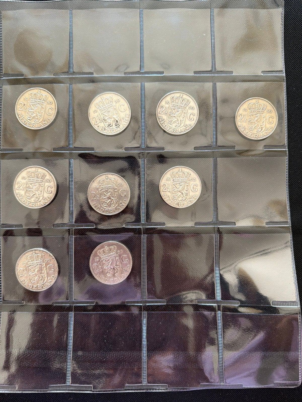 Setje van 9 zilveren  2½ gulden munten Koningin Juliana, Koningin Juliana, Setje, Zilver, Ophalen of Verzenden