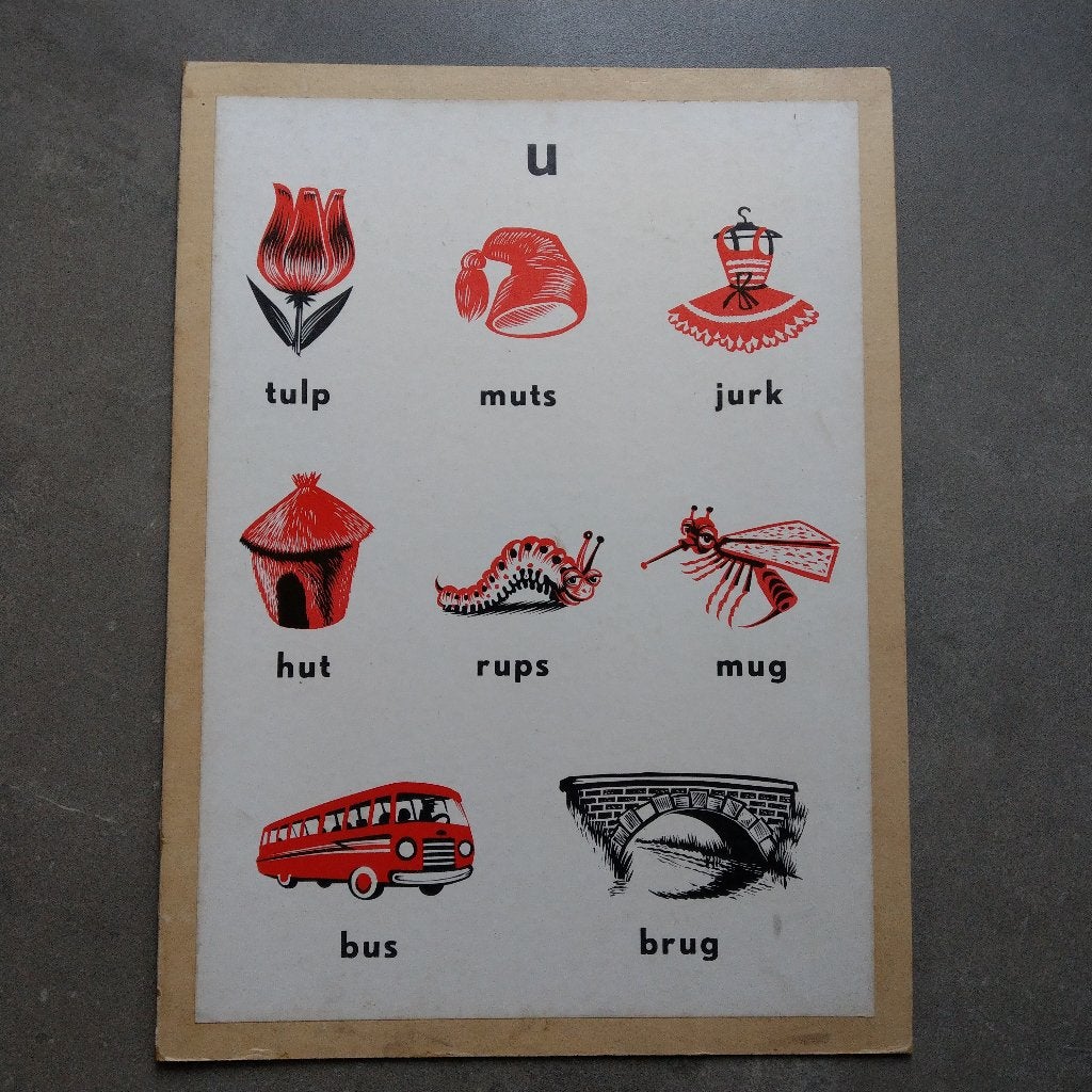 Schoolplaat De letter U, Antiek en Kunst, Ophalen of Verzenden, Geschiedenis