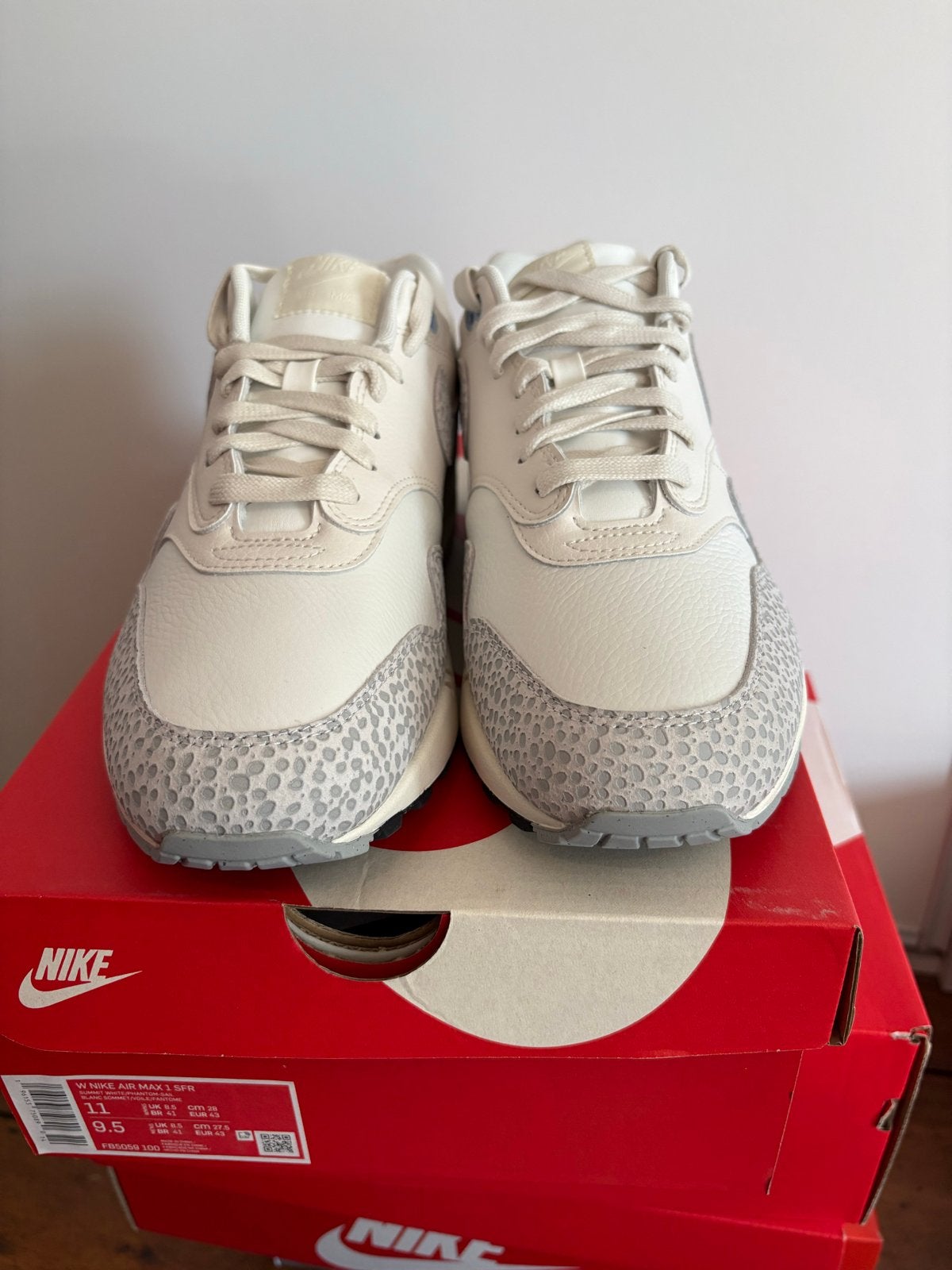 Nike Air Max 1 '87 Safari Summit White Phantom (W), Ophalen of Verzenden, Nieuw, Wit, Sneakers of Gympen