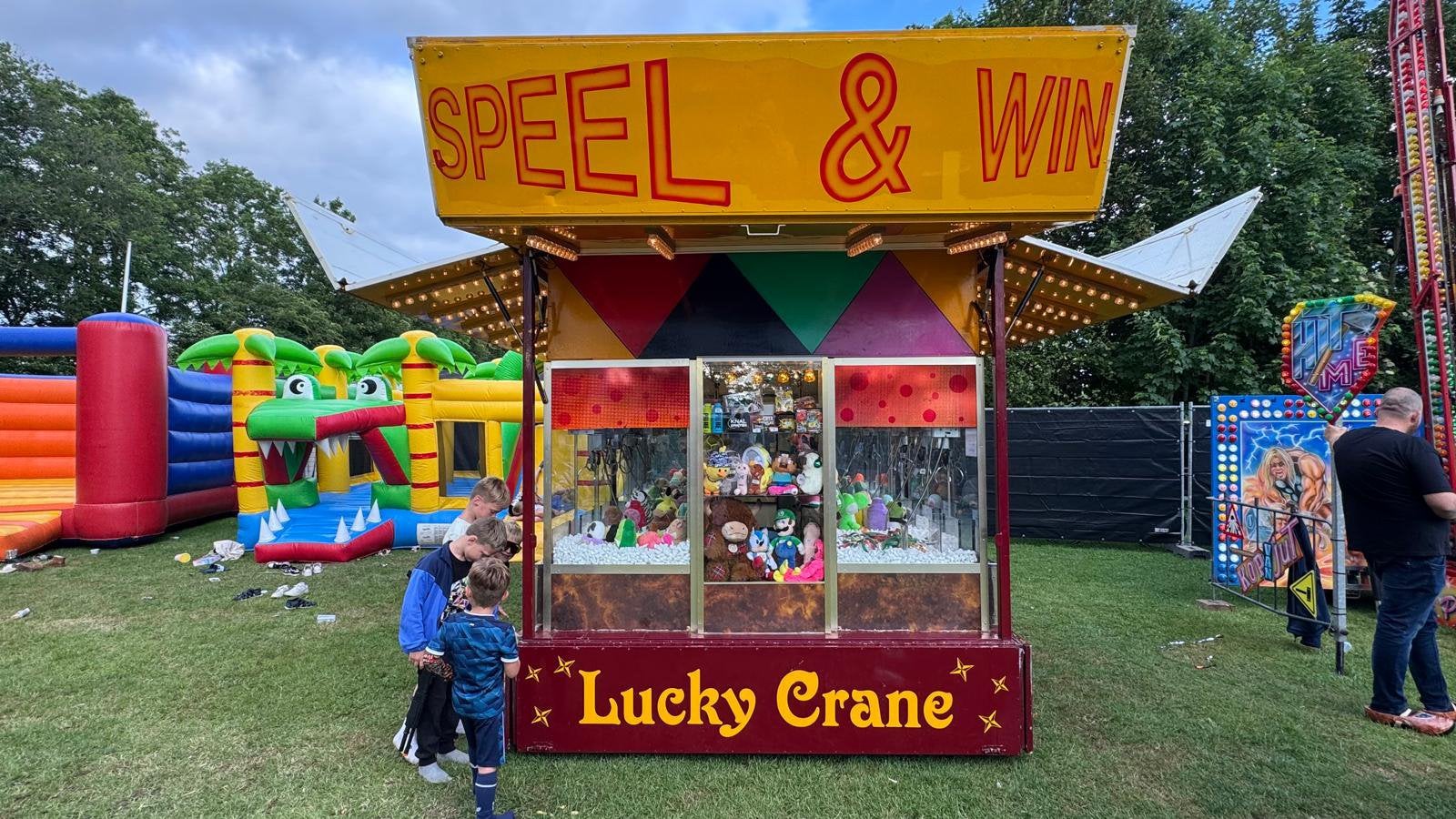 Lucky crane, kermis, 10 kasten, 2 kassaramen, alles werkend, Ophalen of Verzenden, Gebruikt, Overige typen, Overige