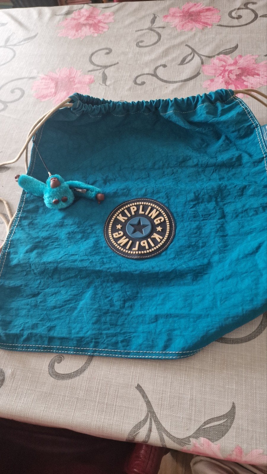 Aqua Kipling rugtas met Aapje, Gebruikt, Kipling, 25 tot 40 cm, Ophalen of Verzenden