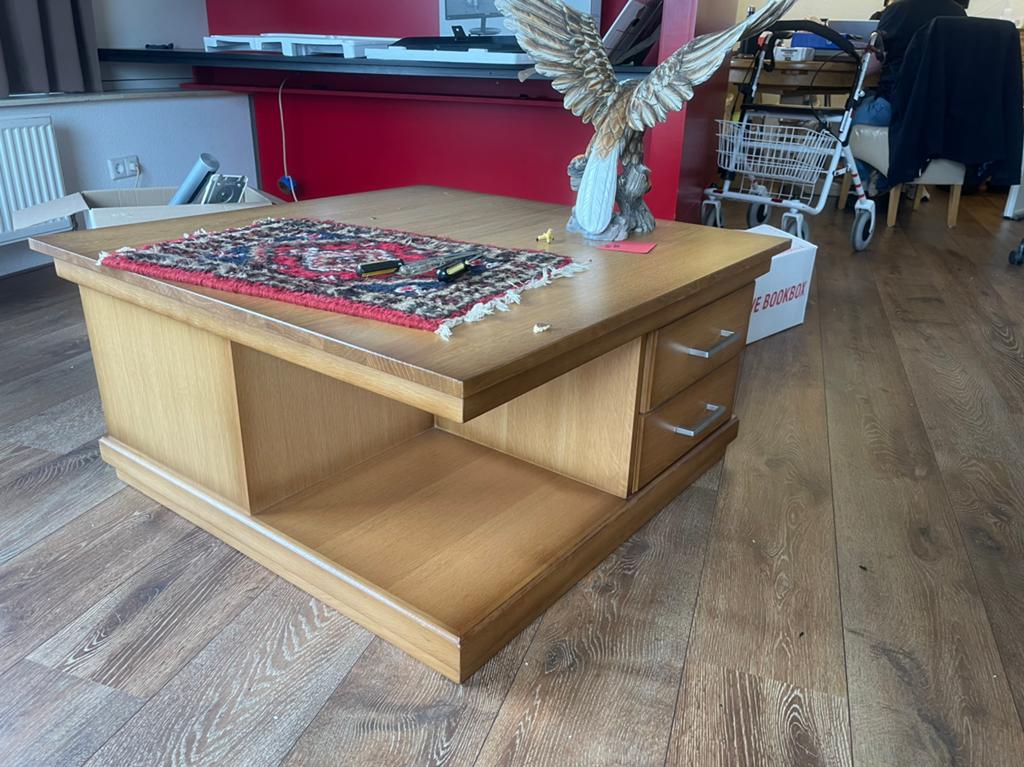 Gerookt eiken salontafel, Huis en Inrichting, Ophalen, Rechthoekig, 100 tot 150 cm, 50 tot 100 cm