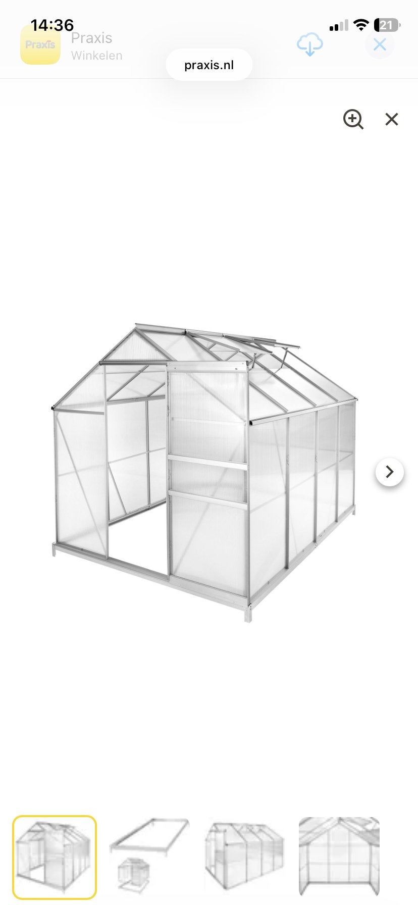 Nieuw in doos: Broeikas Aluminium Fundament 185x250x195cm, Ophalen, Polycarbonaat, Aluminium, Kweekkas
