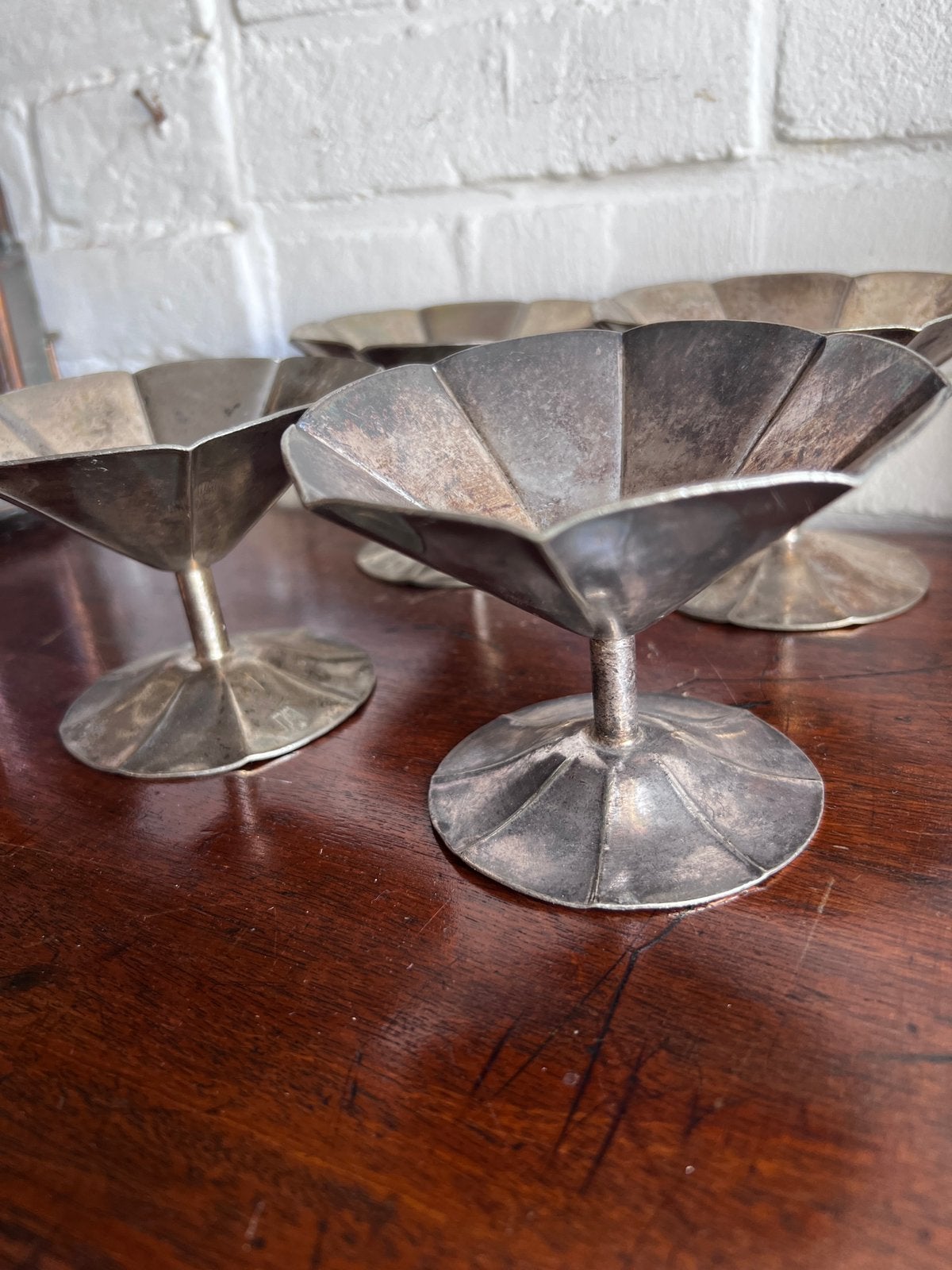 4 sola coupes ijscoupes vintage verzilverd, Ophalen of Verzenden