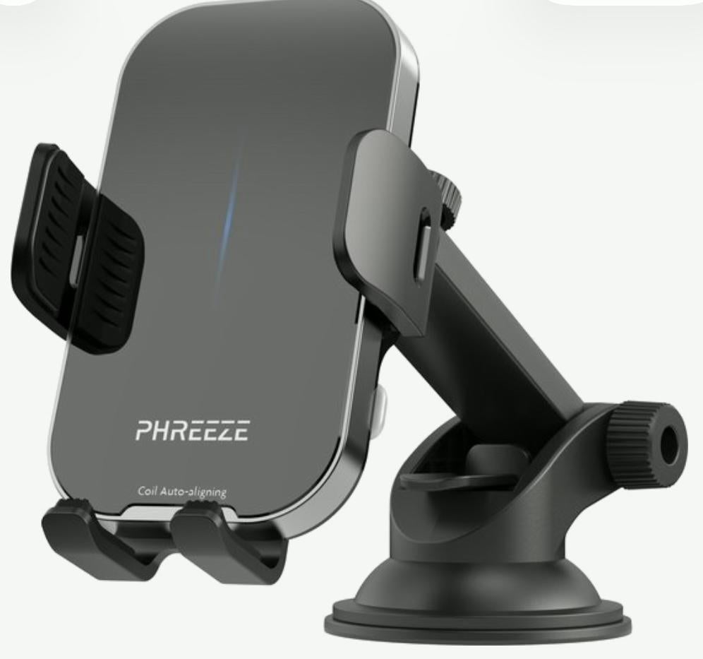 PHREEEZE Telefoonhouder met Draadloos Opladen voor Auto, Ophalen of Verzenden, Nieuw, Auto