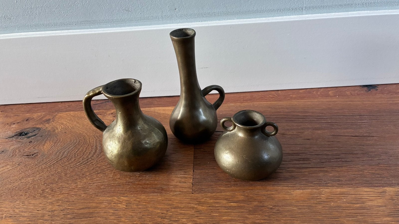 Vintage messing kannen Set (3-delig)–Mid-Century Modern, Antiek en Kunst, Ophalen of Verzenden, Koper