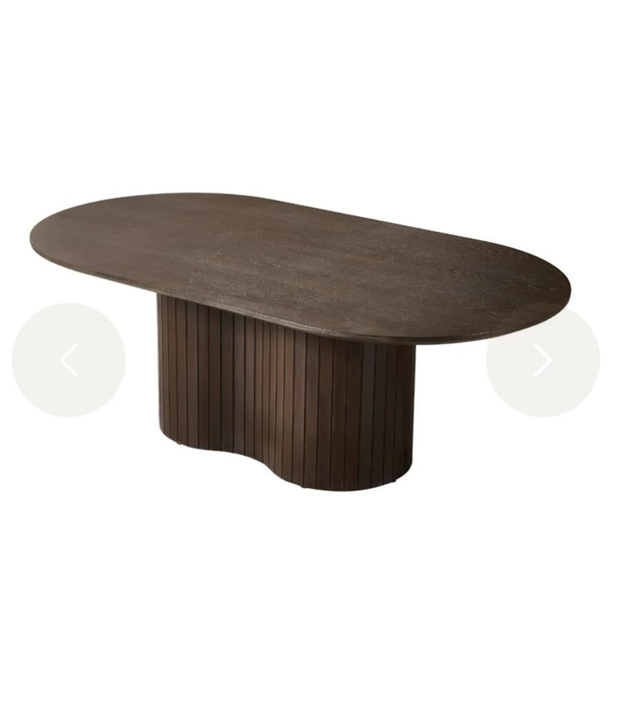 Salontafel Bruin Fineer Ovaal, Huis en Inrichting, Tafels | Salontafels, Japandi, 100 tot 150 cm, Nieuw, Minder dan 50 cm
