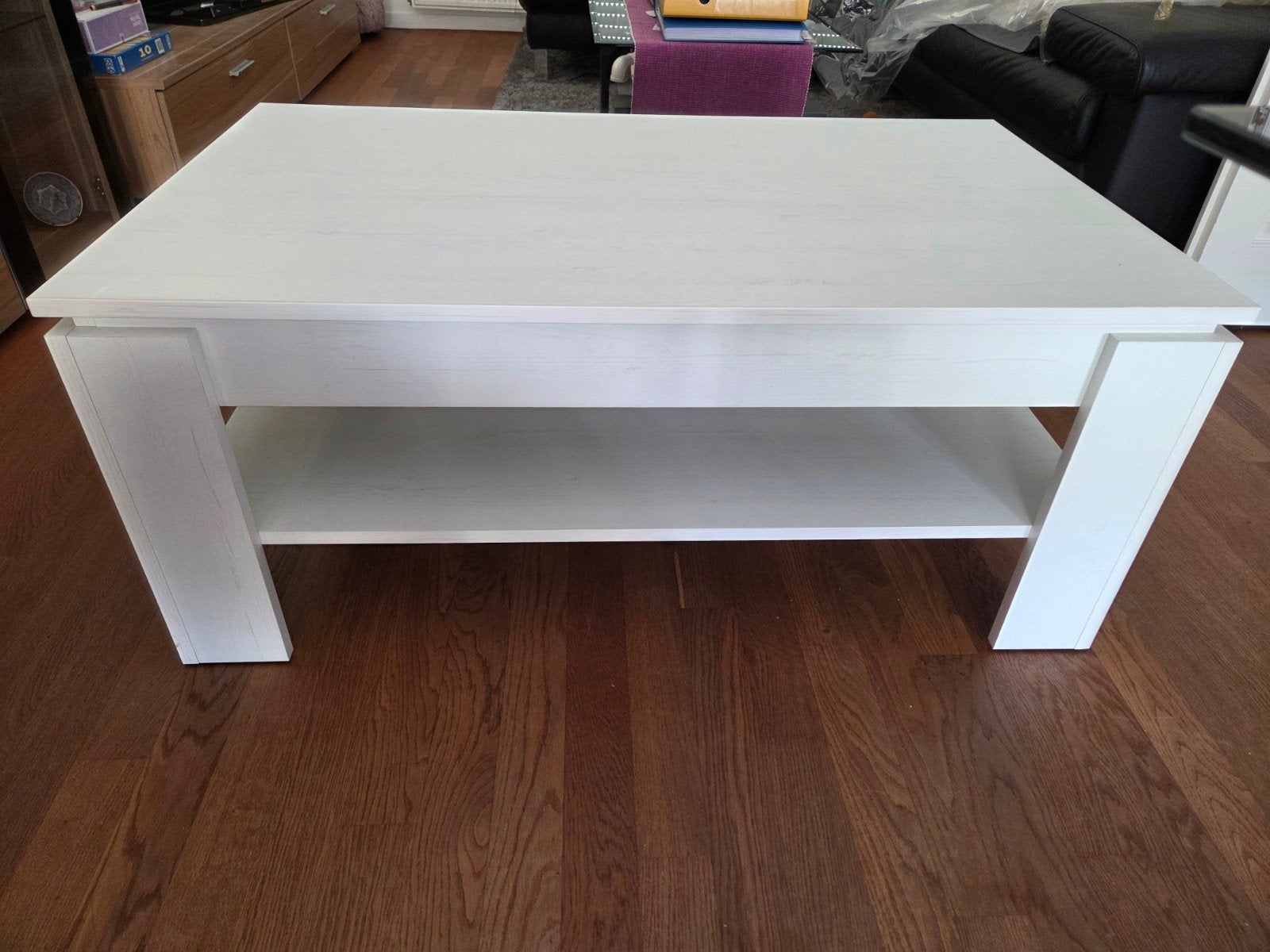 Witte Salontafel met Opbergruimte - Modern Design, Huis en Inrichting, Tafels | Salontafels, Ophalen, Gebruikt, 50 tot 100 cm