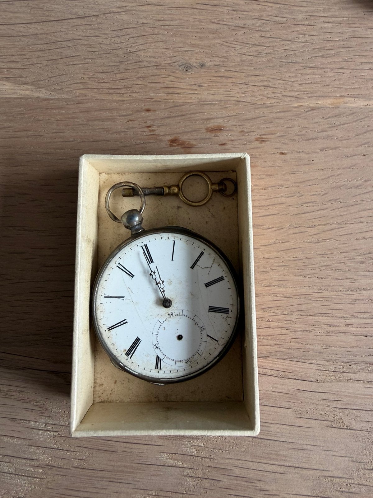 Antiek zakhorloge incl opwind sleutel, Ophalen, Staal, Overige merken
