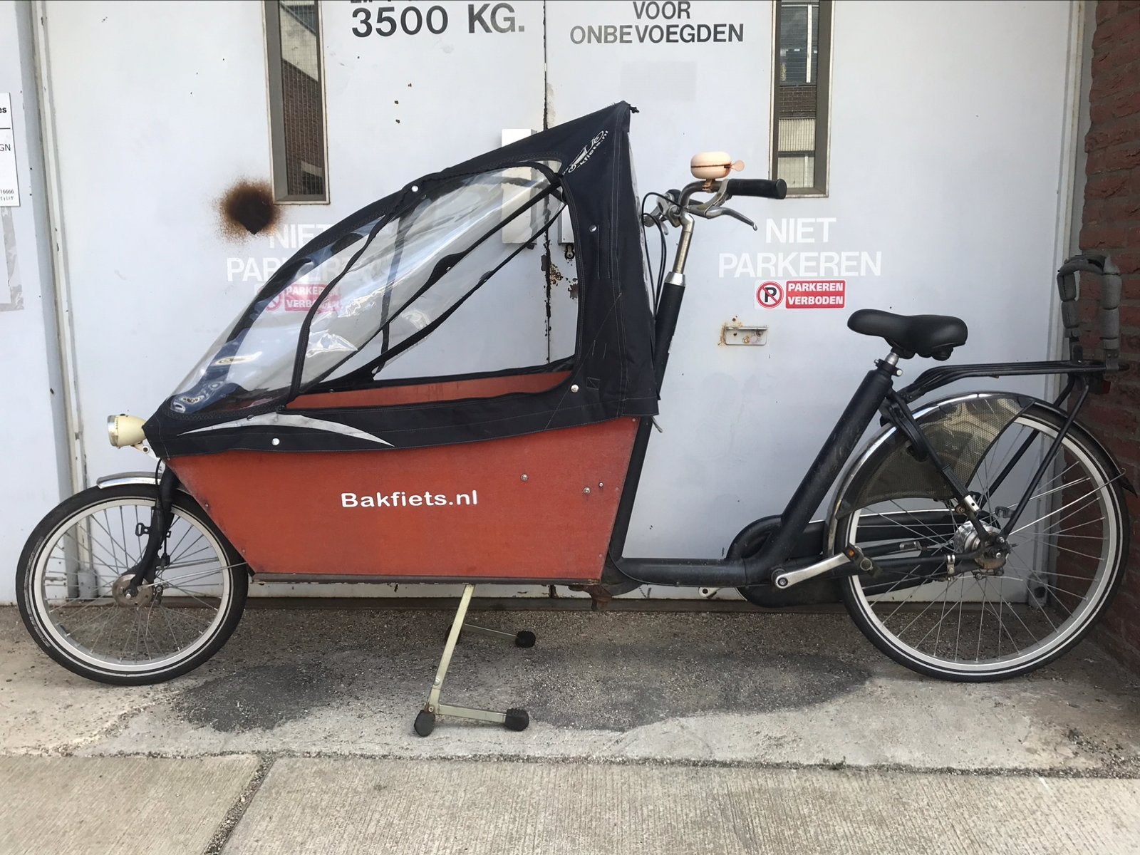 Bakfiets NL cargo long 7 Versnelling incl regentent, 4 kinderen of meer, Gebruikt, Huif, Trommelrem