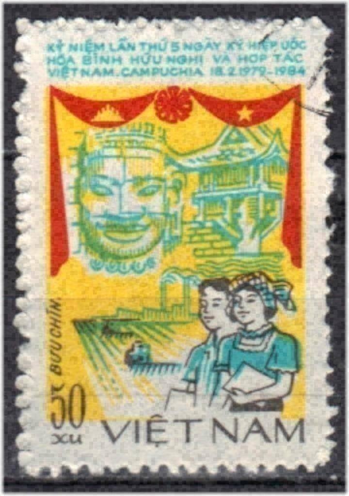 Vietnam 1984 - Yvert 528 - Vriendschapsverdrag (ST), Verzenden, Gestempeld, Zuid-Azië