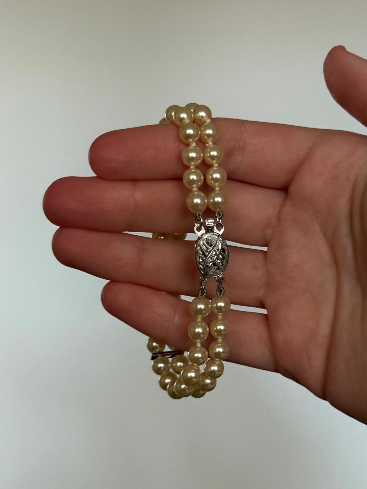 Echte 925 zilveren vintage armband met parels, Verzenden, Zo goed als nieuw, Wit, Zilver