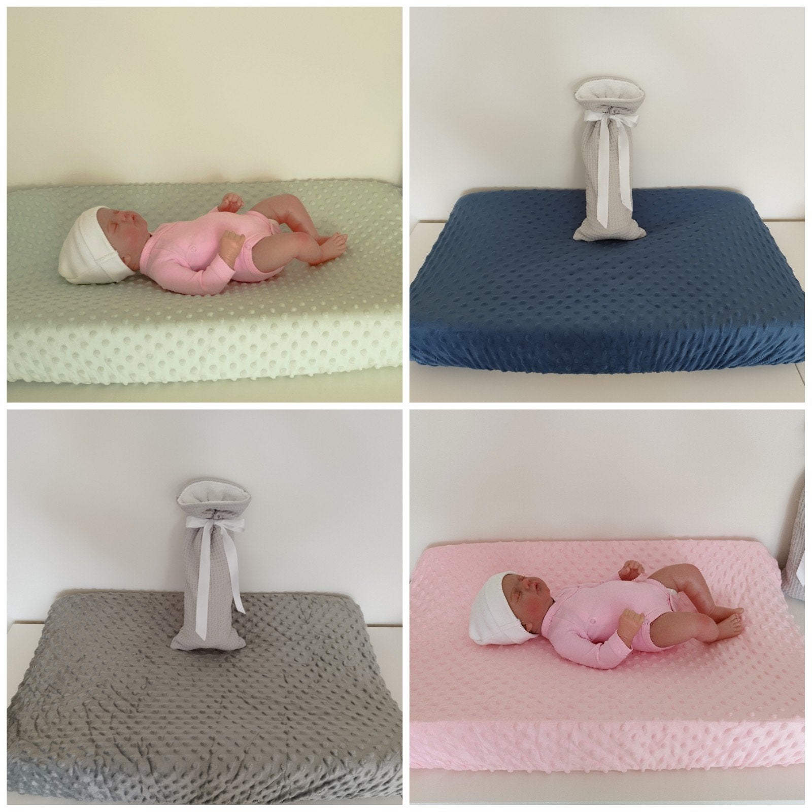 Aankleedkussenhoes roze, marine, grijs of groen, 80 cm, Nieuw, Ophalen of Verzenden, Grijs