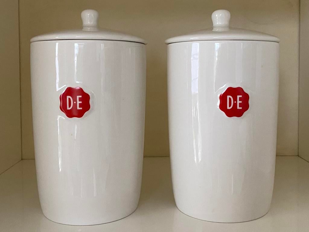 2 Douwe Egberts voorraadpotten, Huis en Inrichting, Overige typen, Nieuw, Ophalen of Verzenden, Overige stijlen