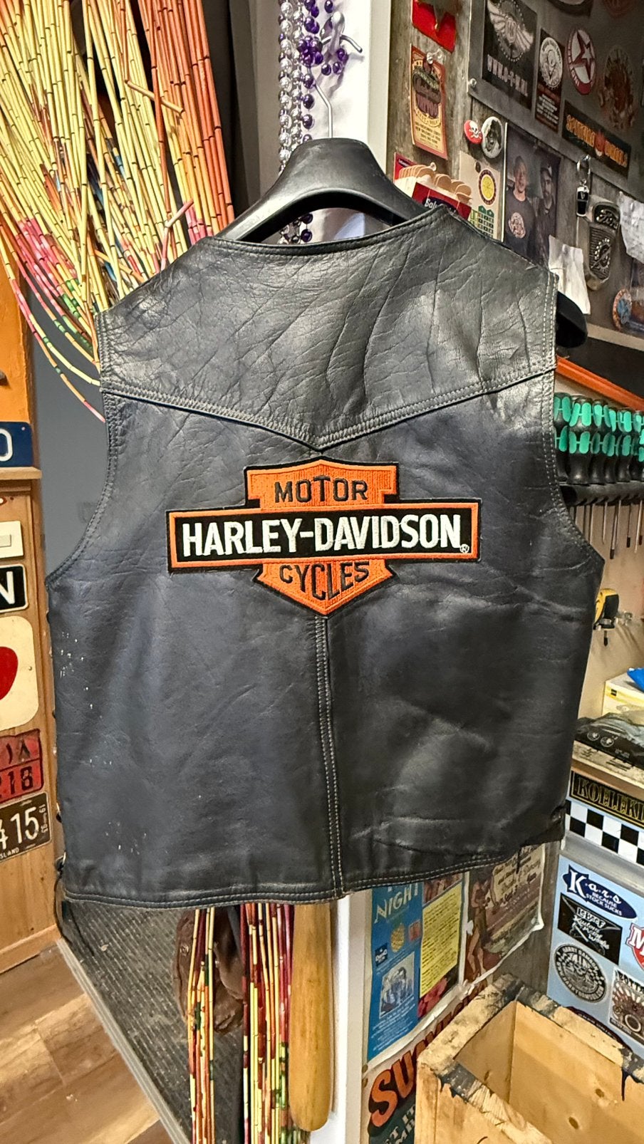 Dik leren vest Harley Davidson maat L, Ophalen of Verzenden, Gedragen, Maat 52/54 (L), Zwart