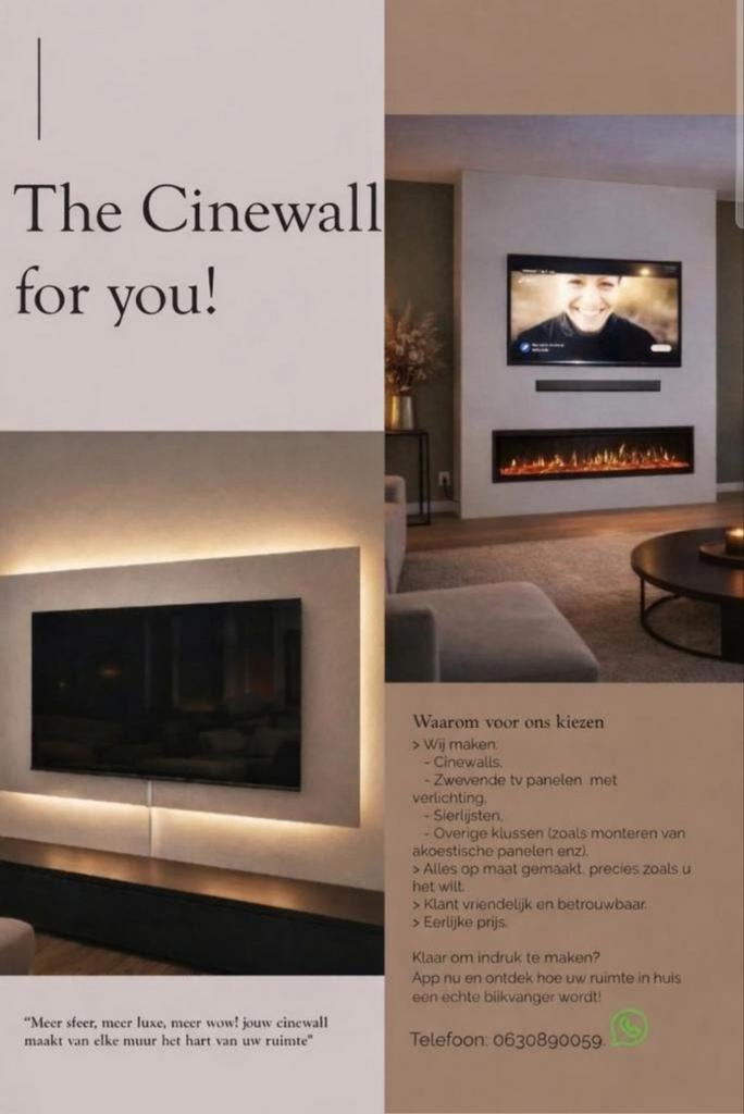 ACTIE VOOR MAAR €499 OP MAAT GEMAAKT CINEWALL (Exl material), Ophalen of Verzenden, Nieuw, Inbouwhaard, Overige soorten