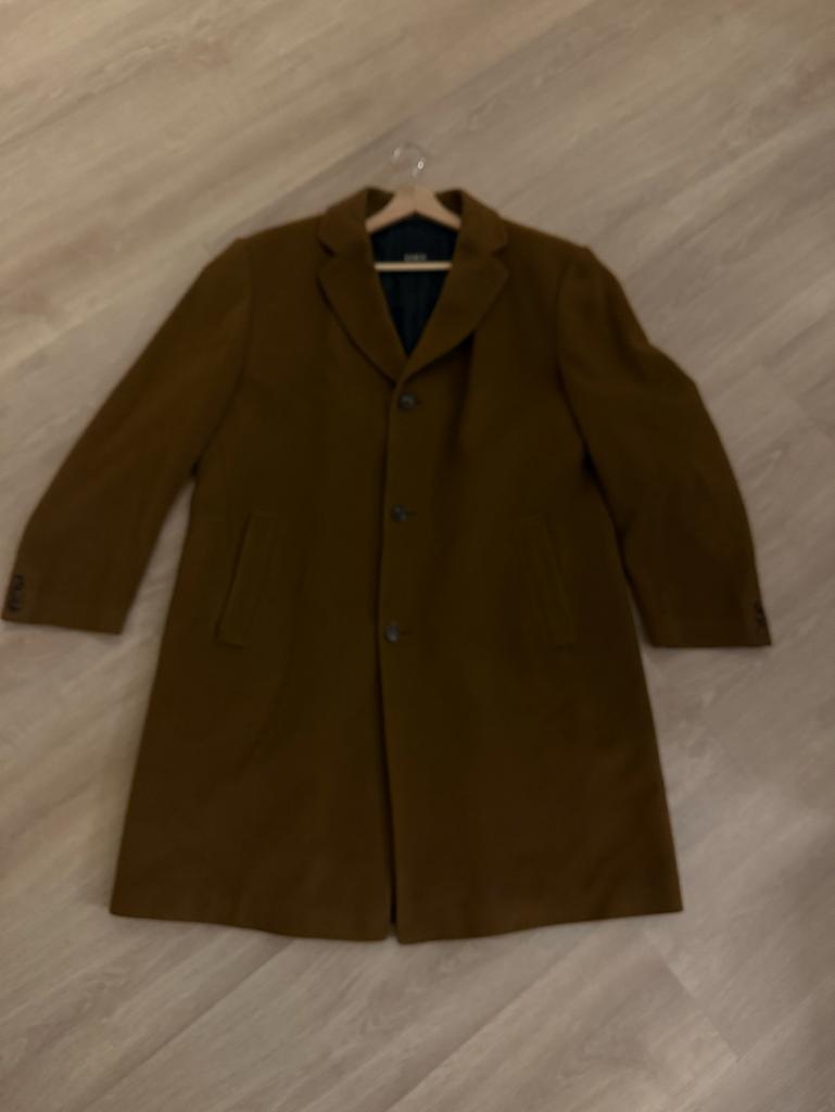 Lange Eres heren jas 100% cashmere - Maat 56 - Camel, Ophalen, Zo goed als nieuw, Maat 56/58 (XL), Beige