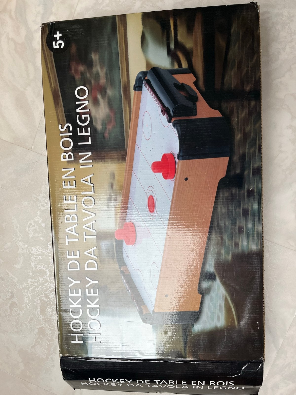 Tafel Airhockey Spel - Houten Design, Een of twee spelers, Ophalen, Zo goed als nieuw, Reisspel