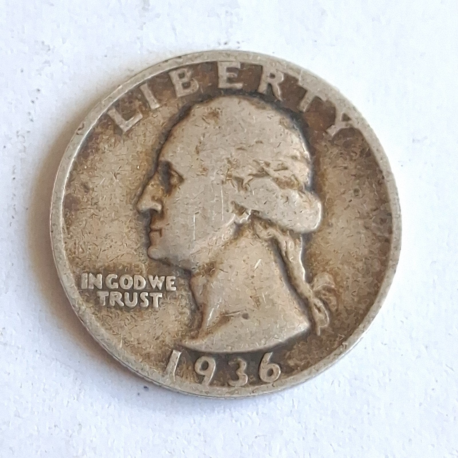 Zilveren Washington Quarter Dollar 1936 USA, Verzenden, Noord-Amerika, Zilver