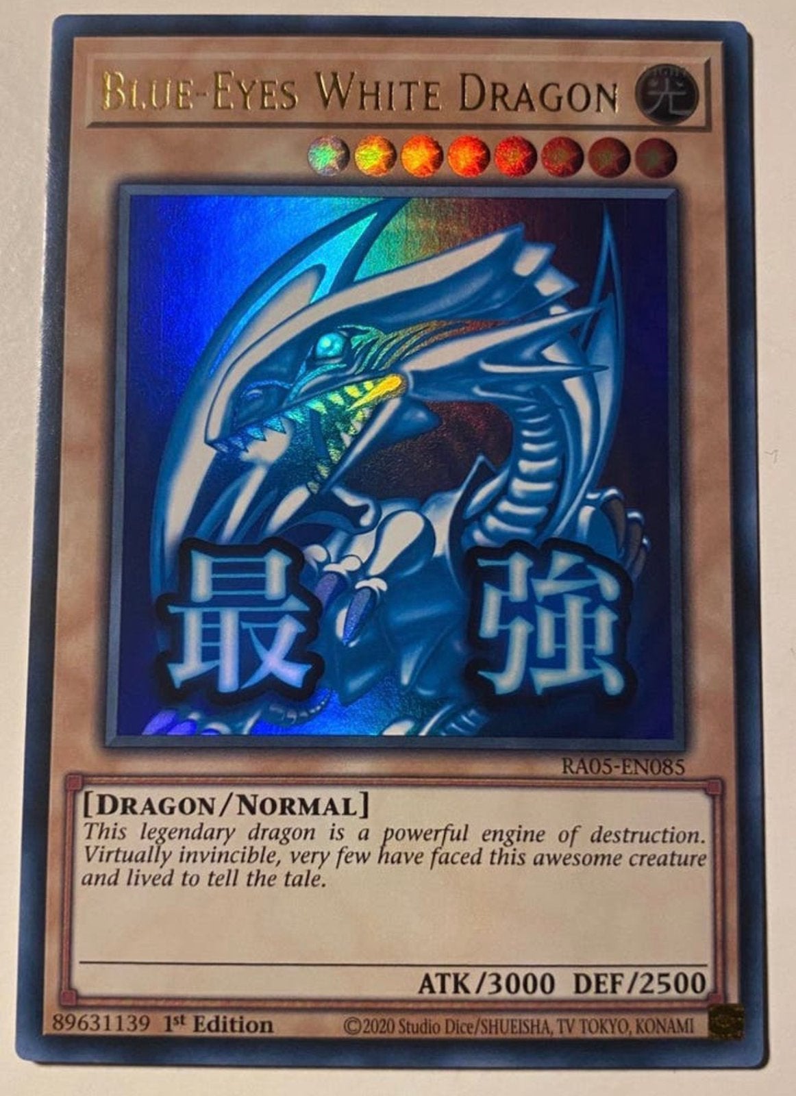 Yu-Gi-Oh! Blue-Eyes White Dragon RA05 1st Edition Mint !, Hobby en Vrije tijd, Verzamelkaartspellen | Yu-gi-Oh!, Ophalen of Verzenden