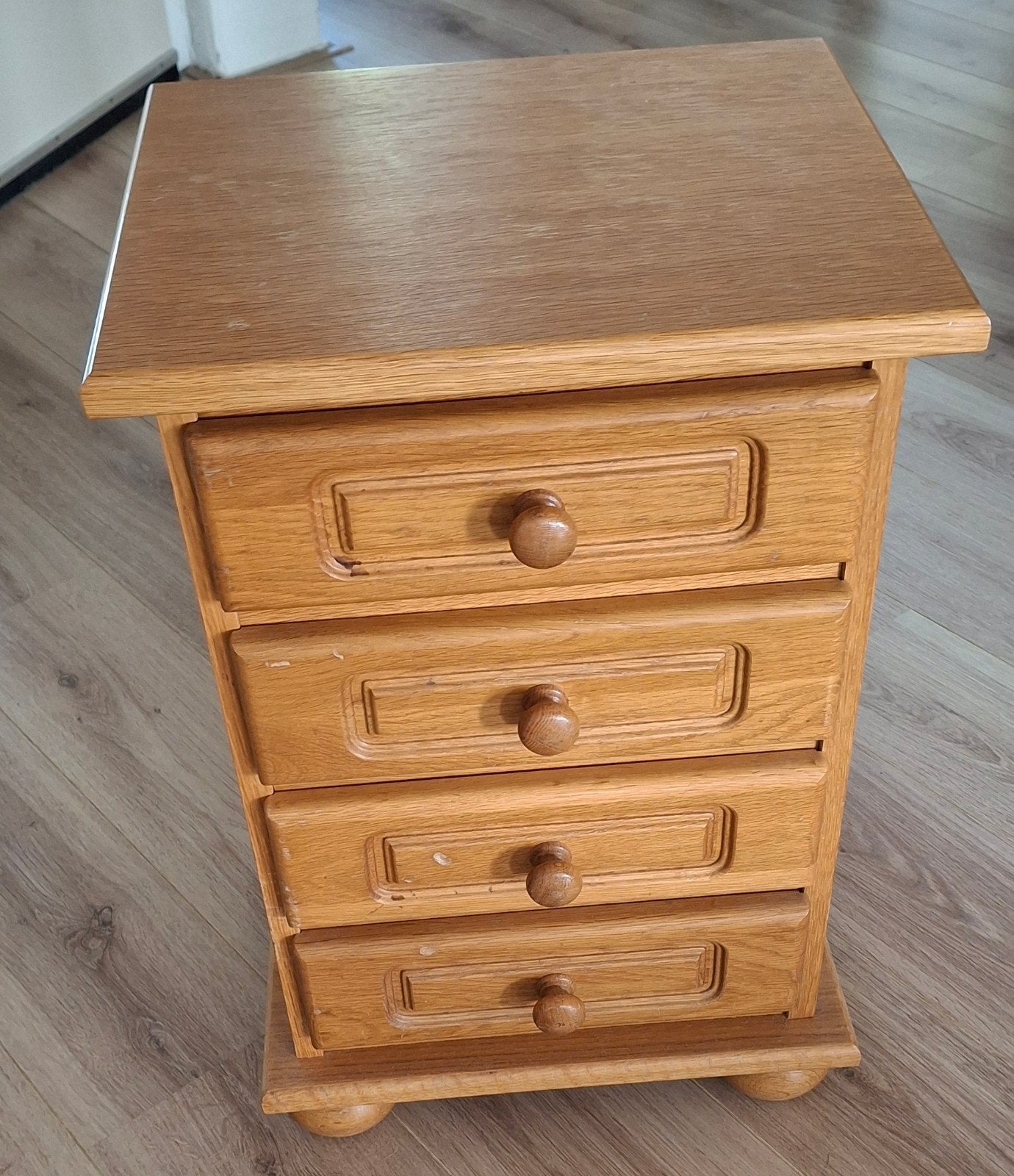 Eikenhouten ladenkastje, Huis en Inrichting, Kasten | Ladekasten, Ophalen, Minder dan 50 cm, Klassiek, 3 of 4 laden