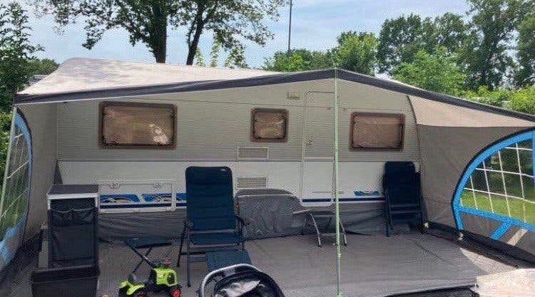 Dorema luifel 220 cm diep, maat 14, aluminium frame, Caravans en Kamperen, Ophalen, Gebruikt
