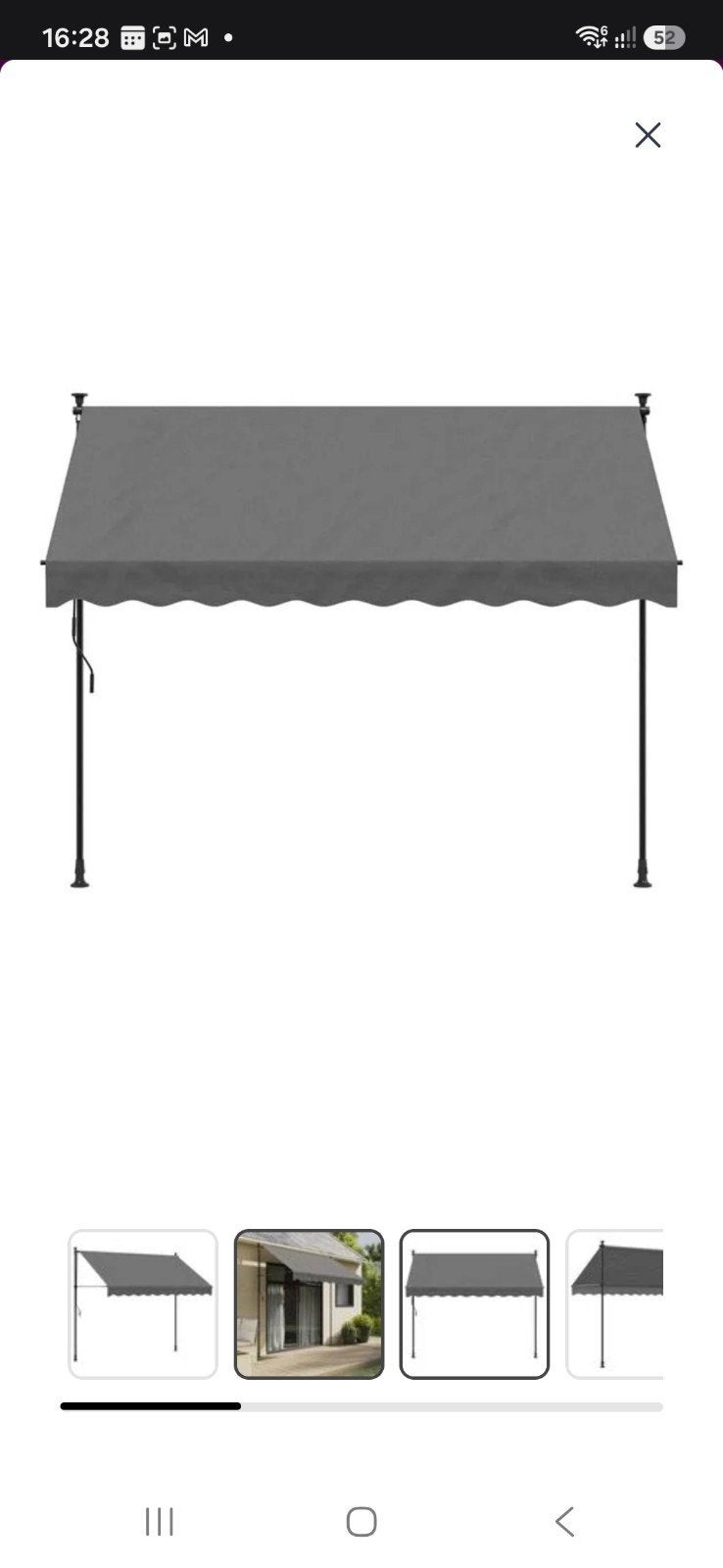 vidaXL Luifel uittrekbaar 200x150 cm stof en staal antraciet, Overige typen, Nieuw, Ophalen of Verzenden, Minder dan 250 cm