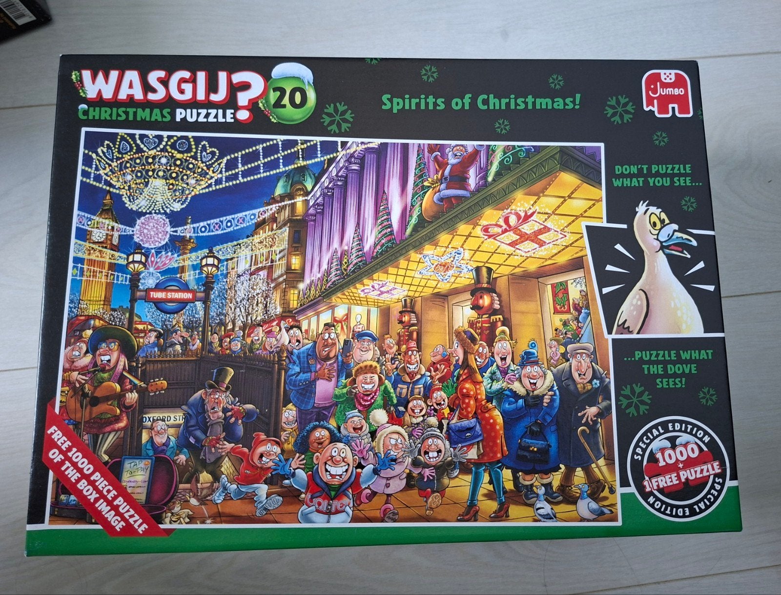 Wasgij? Christmas Puzzle 20 Spirits of Christmas!, Ophalen of Verzenden, 500 t/m 1500 stukjes, Zo goed als nieuw, Legpuzzel