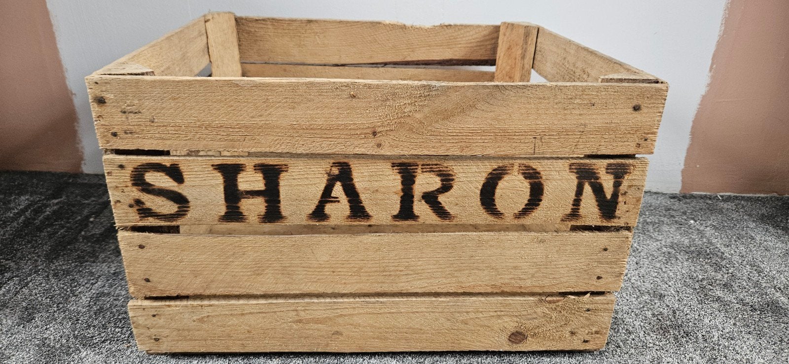 Houten krat kist met naam sharon, Ophalen, 50 tot 100 cm, Minder dan 50 cm