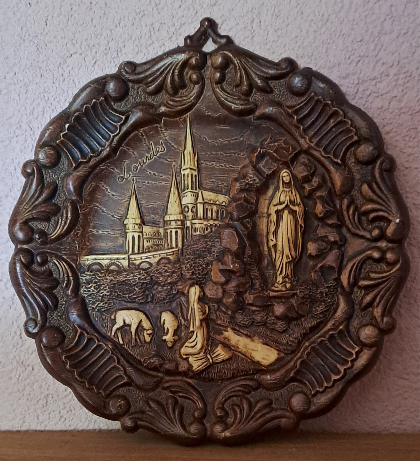Vintage Lourdes Reliëf Wanddecoratie, Ophalen of Verzenden