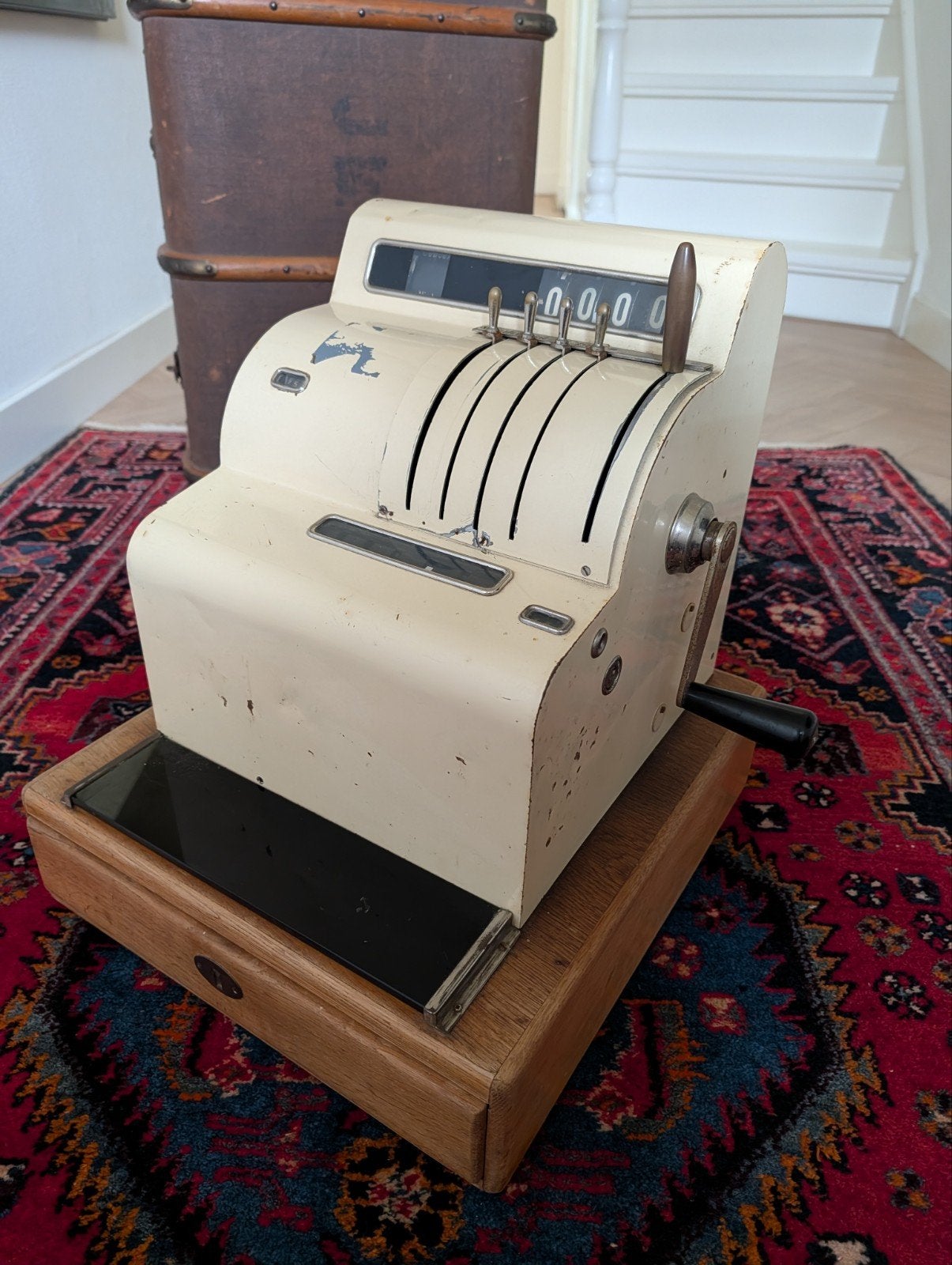 Antieke Mechanische Kassa 1950 met crèmekleurige lak, Antiek en Kunst, Antiek | Kantoor en Zakelijk, Ophalen