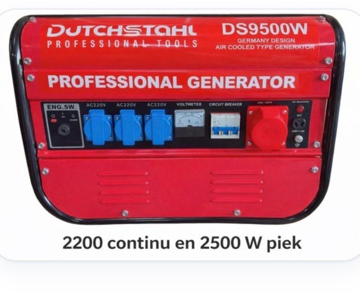 DUTCHSTAHL DS9500W Professionele Generator 2200W continu, Ophalen of Verzenden, Nieuw