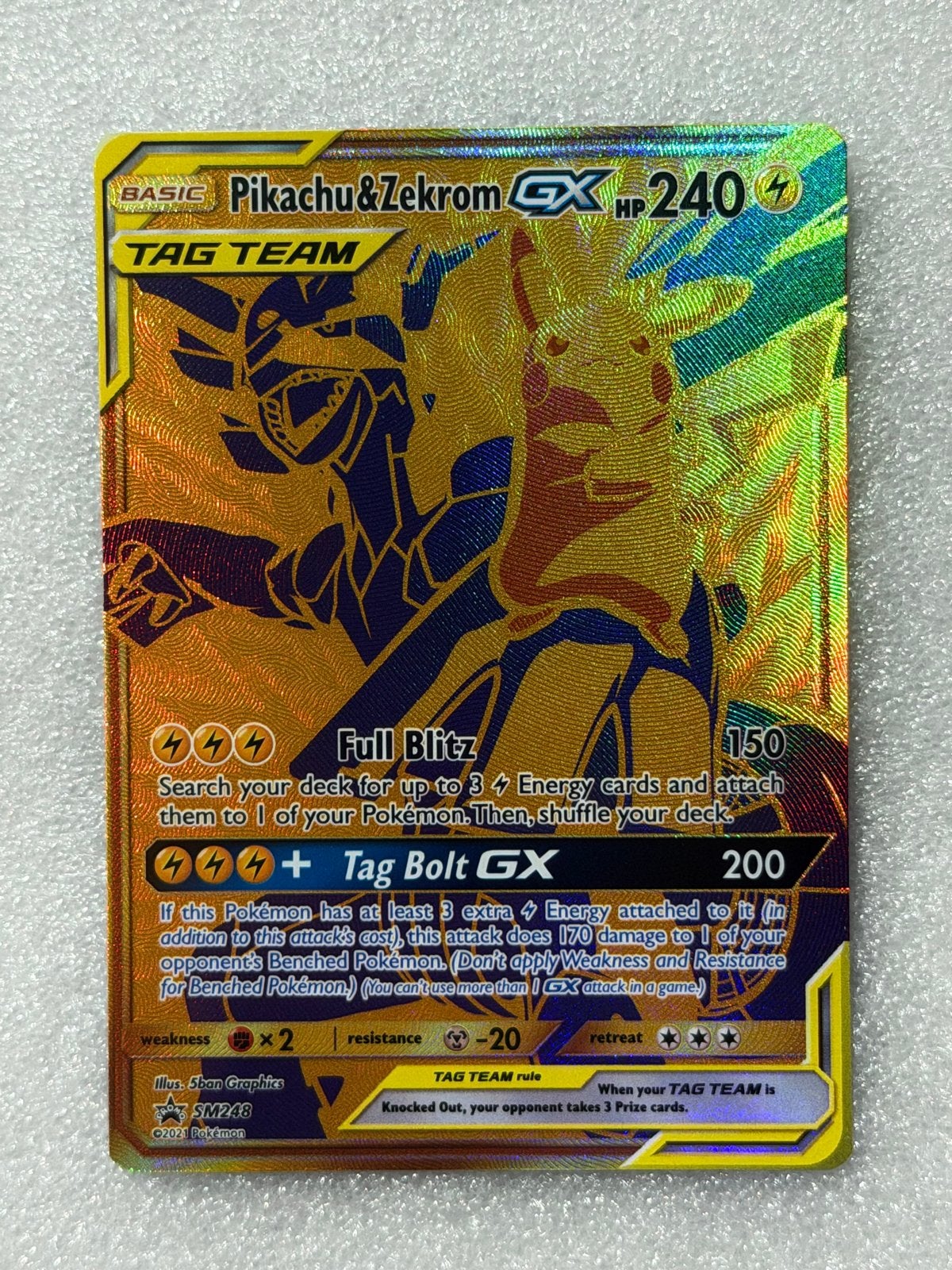 Pikachu & Zekrom GX TAG TEAM SM248 Full Art Foil Pokémon, Hobby en Vrije tijd, Verzamelkaartspellen | Pokémon, Ophalen of Verzenden