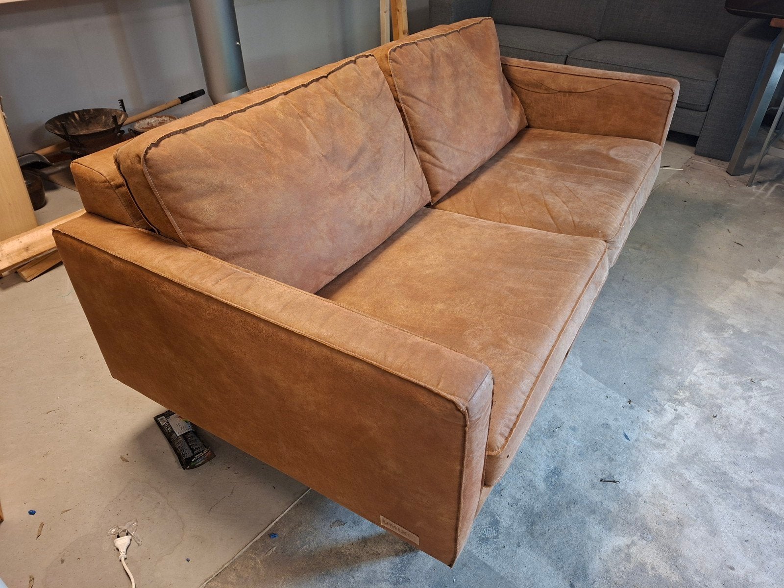 UMIX by Studio 3-zitsbank - Cognac kleurig, Ophalen, Gebruikt, Driepersoons, 75 tot 100 cm