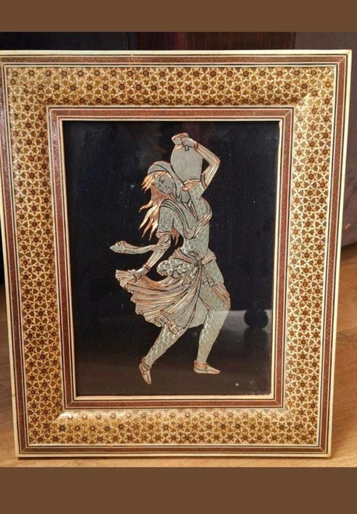 Vintage Khatam Kari, een traditioneel Perzische schilderij, Antiek en Kunst, Ophalen of Verzenden