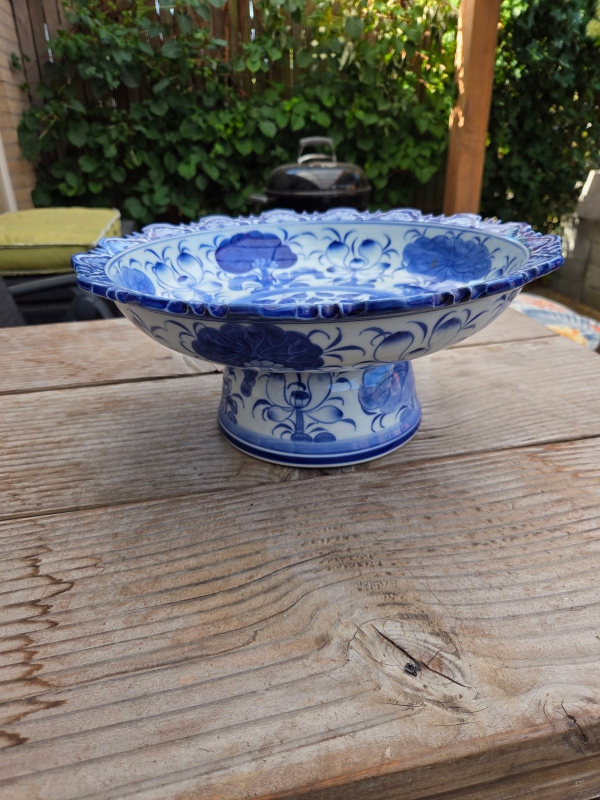Antieke Chinese Blauw-Witte Porseleinen Fruitschaal, Ophalen