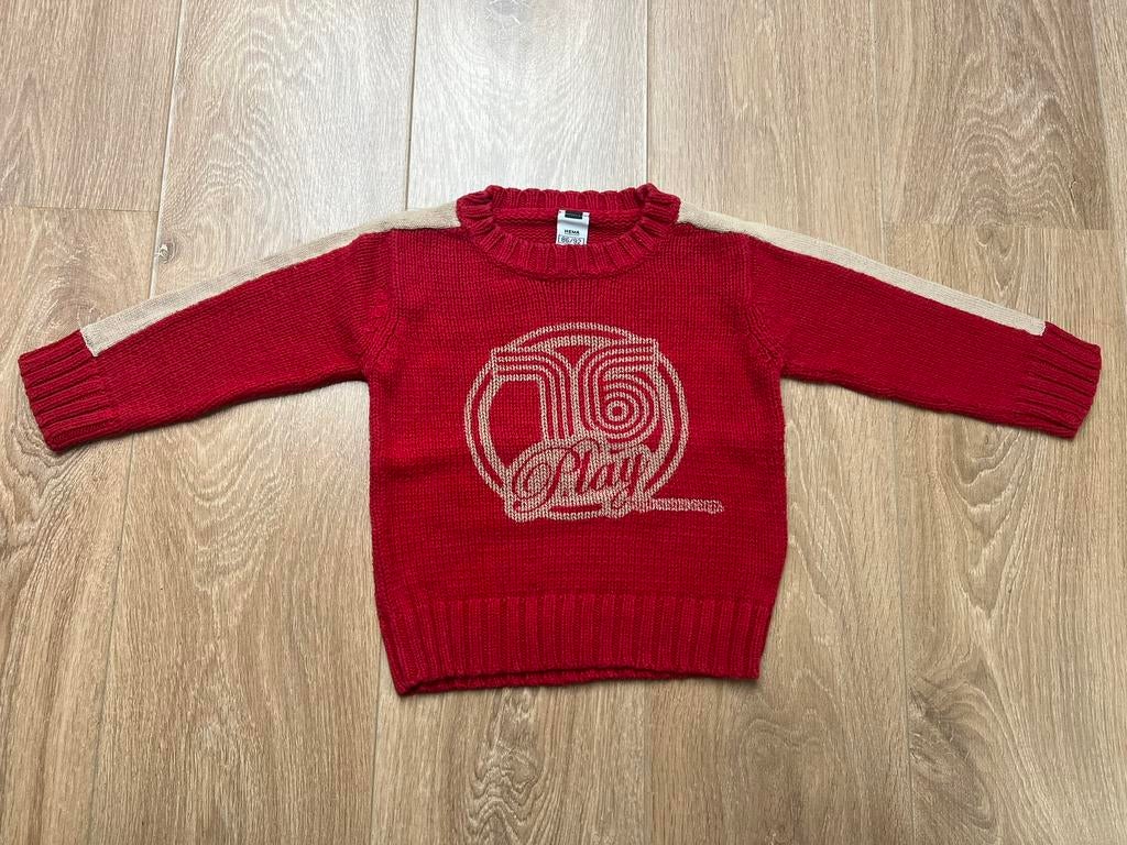 Hema trui rood/beige maat 86/92, Ophalen of Verzenden, Gebruikt, Jongetje, Truitje of Vestje