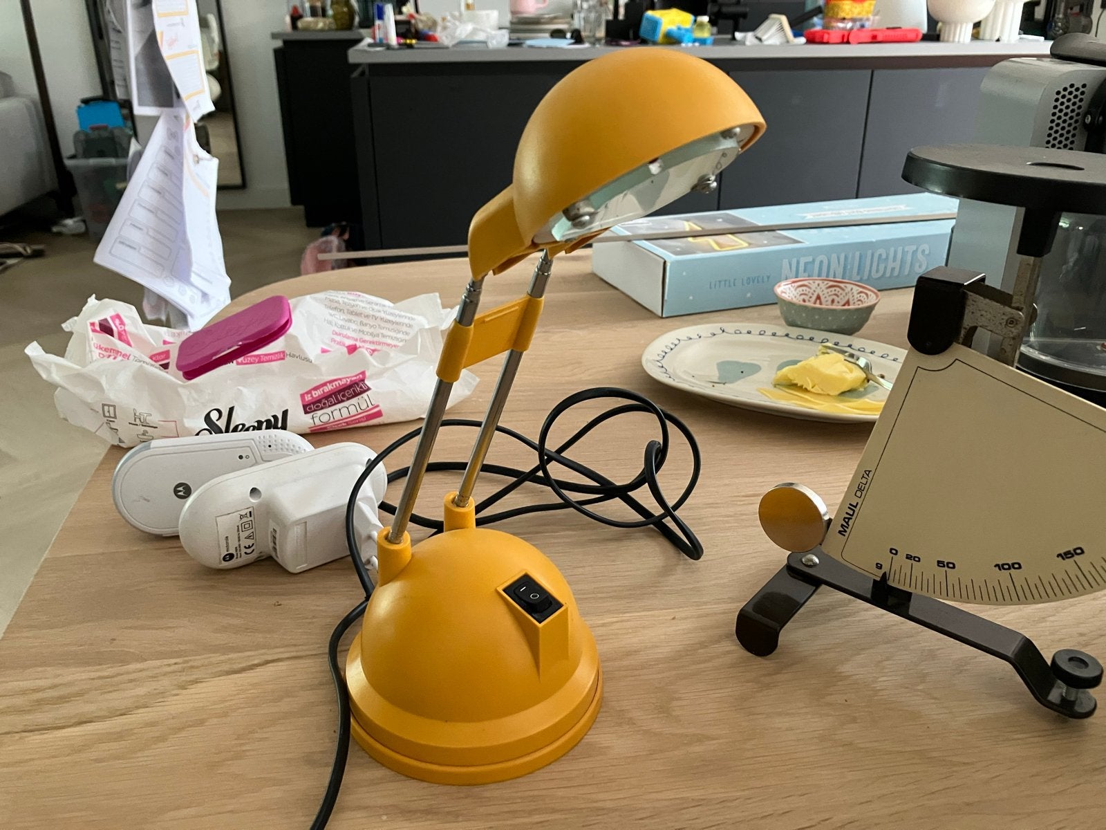 Vintage space age IKEA halogeen bureaulamp geel, Gebruikt, Geel, Overige fittingen, Vintage