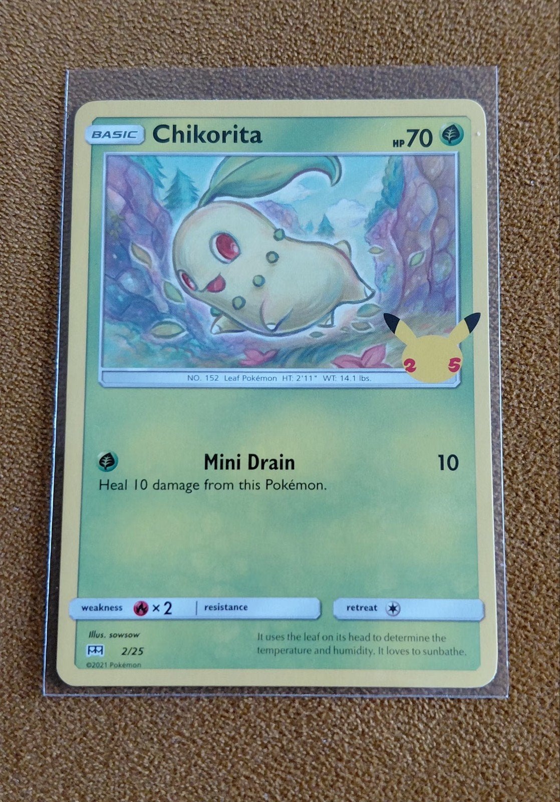 Pokémon Chikorita 2/25 MCDonalds Celebrations, Ophalen of Verzenden, Zo goed als nieuw, Losse kaart