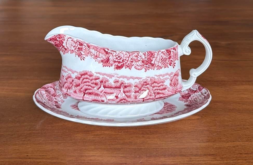 Wood & Sons sauskan met schotel, Ophalen of Verzenden, Zo goed als nieuw, Porselein, Kom(men)