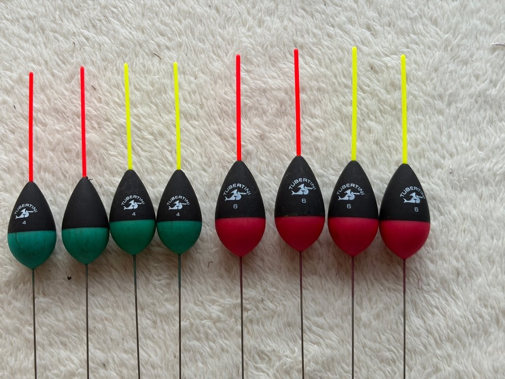 adv 163 / NIEUW serie 8 dobbers TUBERTINI, Ophalen of Verzenden, Nieuw, Dobber of Lood
