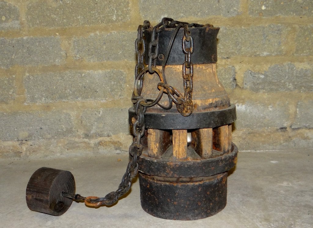 Rustieke karren-as hanglamp  van zware boerenkar, Gebruikt, 39 cm, Sfeerlamp, Overige kleuren