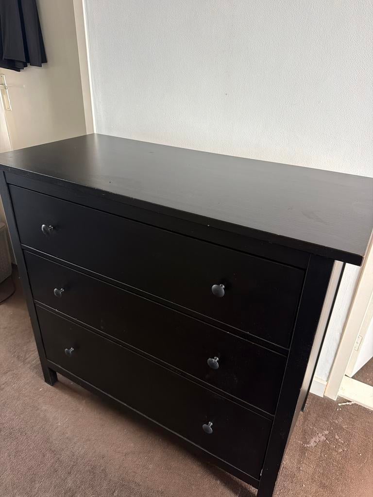 IKEA Hemnes ladekast - Zwart, Gebruikt, 100 tot 150 cm, 3 of 4 laden, 25 tot 50 cm
